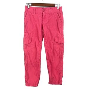 LONDON JEAN FLAT‎ FRONT LOW RISE TAPERED CROP COTTON CARGO PANT PINK SIZE 0 EUC